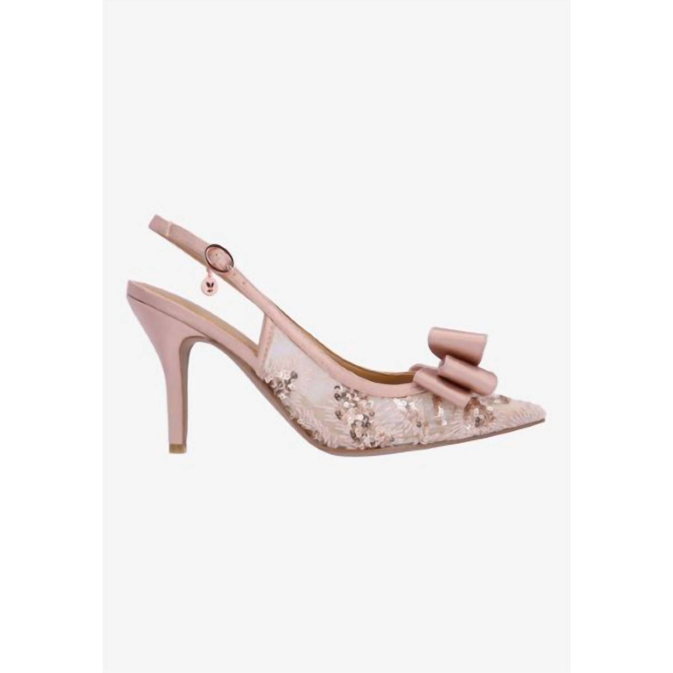New J. Renee Women's Deloris Sling Back Pumps In Rose Gold Sequin Mesh/Satin